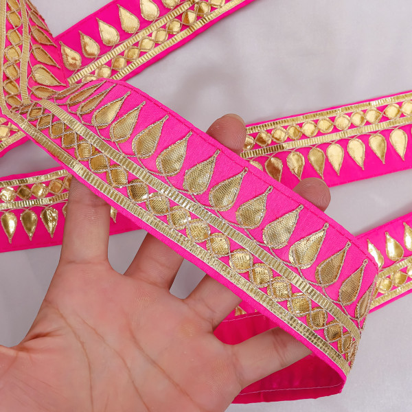 Tilak Gold Gota Work Lace Ribbon – Hand Embroidered Ethnic Trim for Sarees & Crafts