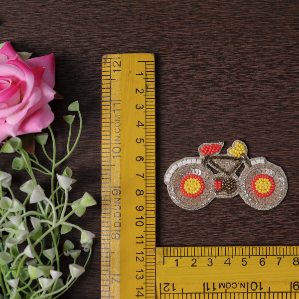 Pair Of Sparkly Sequin & Beaded Cycle Patch – Handmade DIY Craft Applique