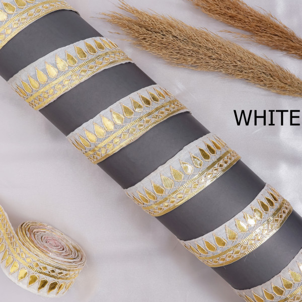Tilak Gold Gota Work Lace Ribbon – Hand Embroidered Ethnic Trim for Sarees & Crafts