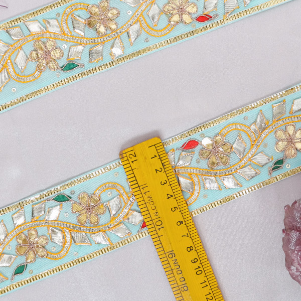 Ethnic Gota Patti Lace Border – Metallic Gold Floral Trim for Saree & Craft DIY