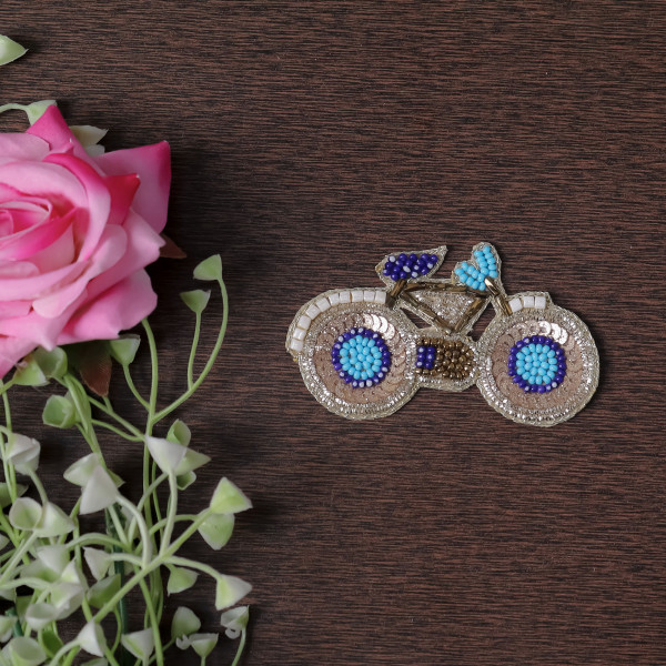 Pair Of Sparkly Sequin & Beaded Cycle Patch – Handmade DIY Craft Applique