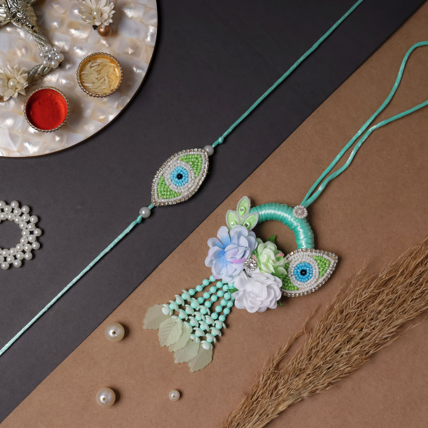 Matching Evil Eye Rakhi Set for Bhaiya Bhabhi | Protective Nazar Rakhi Pair