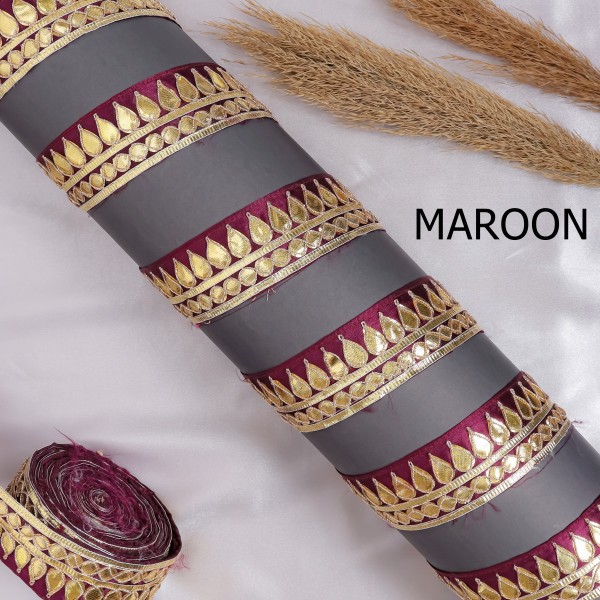 Tilak Gold Gota Work Lace Ribbon – Hand Embroidered Ethnic Trim for Sarees & Crafts