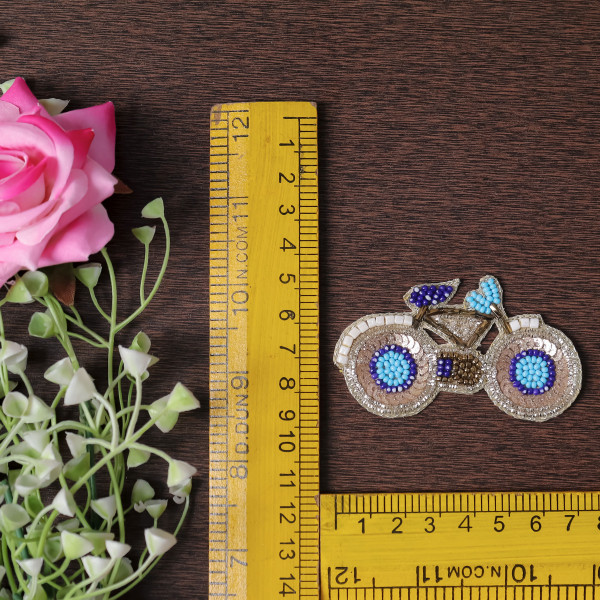 Pair Of Sparkly Sequin & Beaded Cycle Patch – Handmade DIY Craft Applique