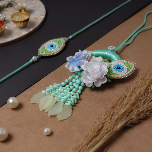 Matching Evil Eye Rakhi Set for Bhaiya Bhabhi | Protective Nazar Rakhi Pair