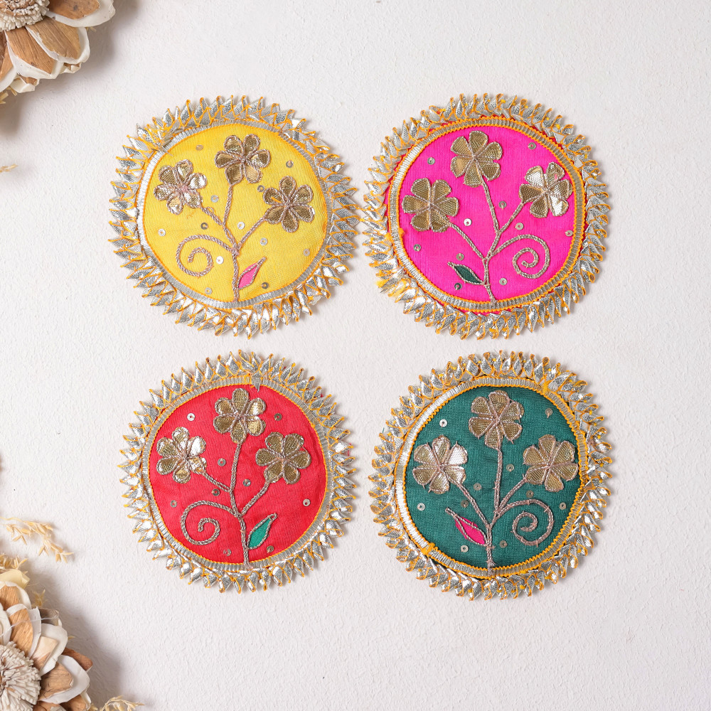 Image of Pack Of 10Pcs Traditional Gota Patti Flower Patch | Artisan Floral Motif for Ethnic Outfits &amp; DIY Designing