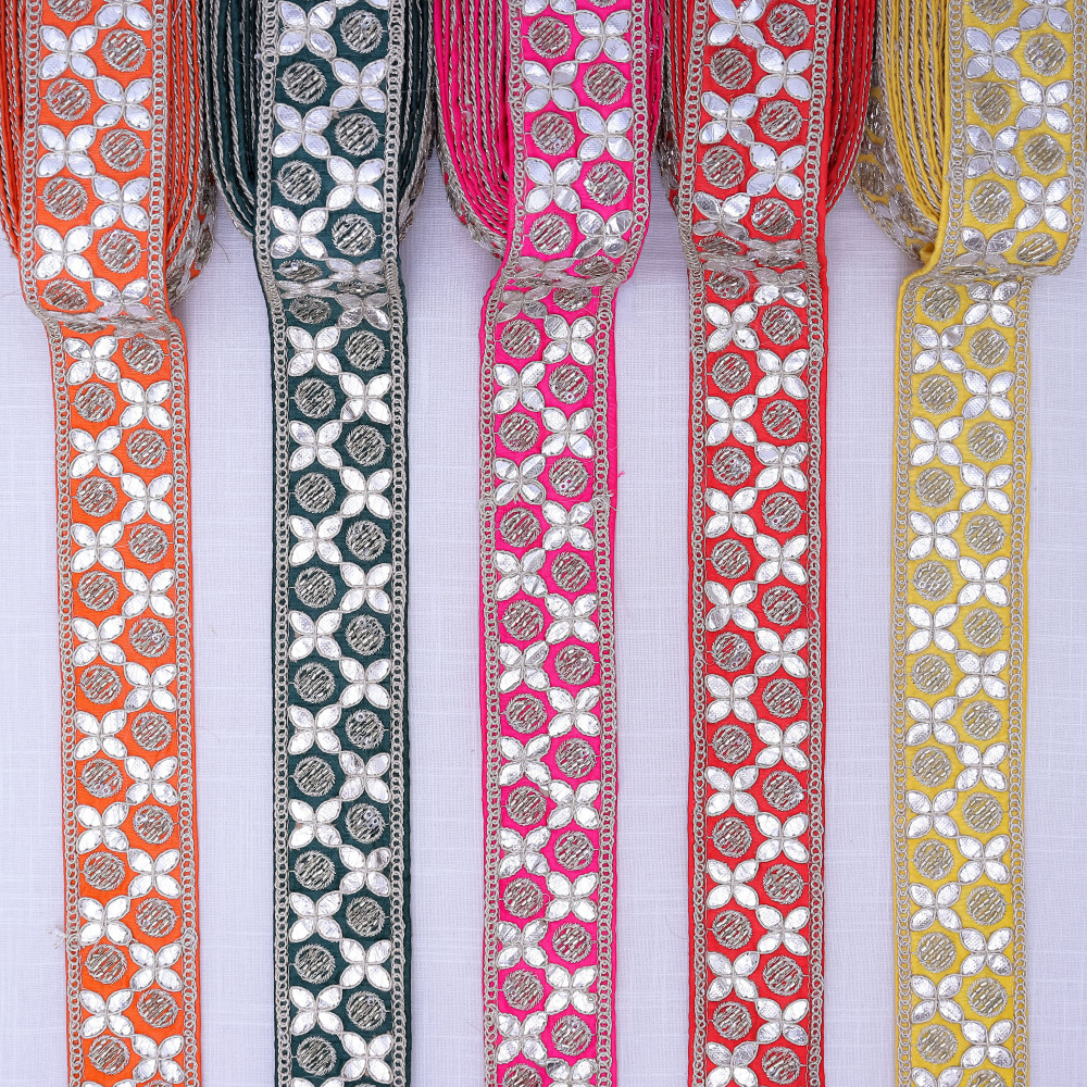Image of Premium Gota Patti Embroidery Lace Trim | Traditional Indian Ribbon Border for Sarees