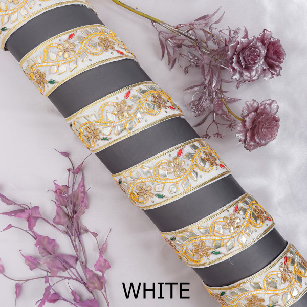 Ethnic Gota Patti Lace Border – Metallic Gold Floral Trim for Saree & Craft DIY