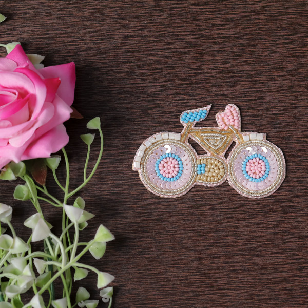 Pair Of Sparkly Sequin & Beaded Cycle Patch – Handmade DIY Craft Applique