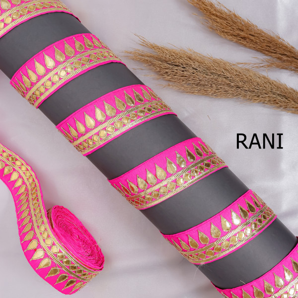 Tilak Gold Gota Work Lace Ribbon – Hand Embroidered Ethnic Trim for Sarees & Crafts
