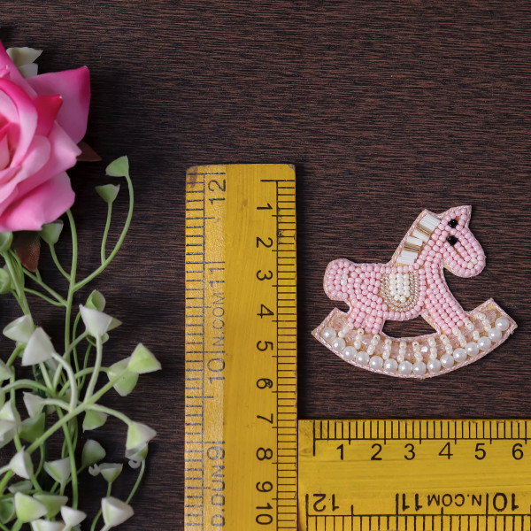 pair of Beaded Rocking Horse Embroidered Applique Patch