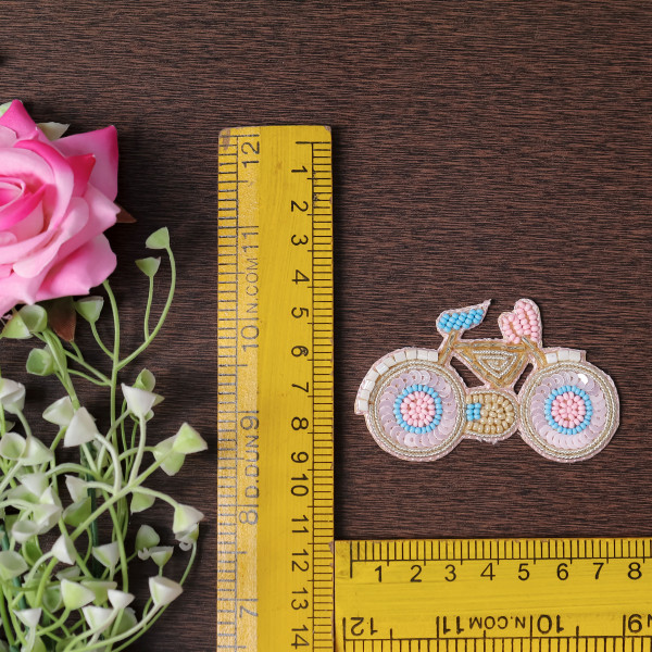 Pair Of Sparkly Sequin & Beaded Cycle Patch – Handmade DIY Craft Applique