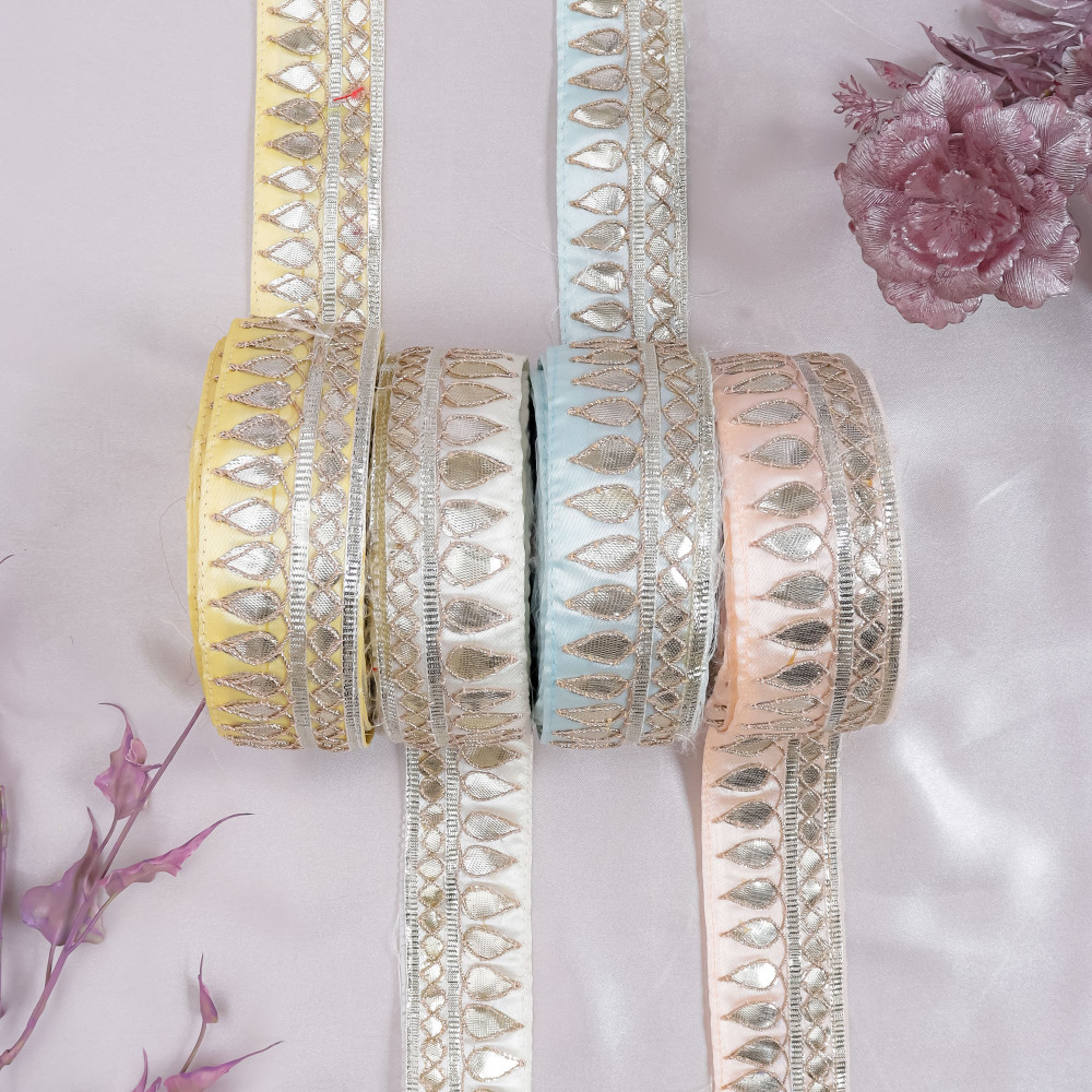 Image of Tilak Water Gold Gota Work Lace Ribbon – Hand Embroidered Ethnic Trim for Sarees &amp; Crafts