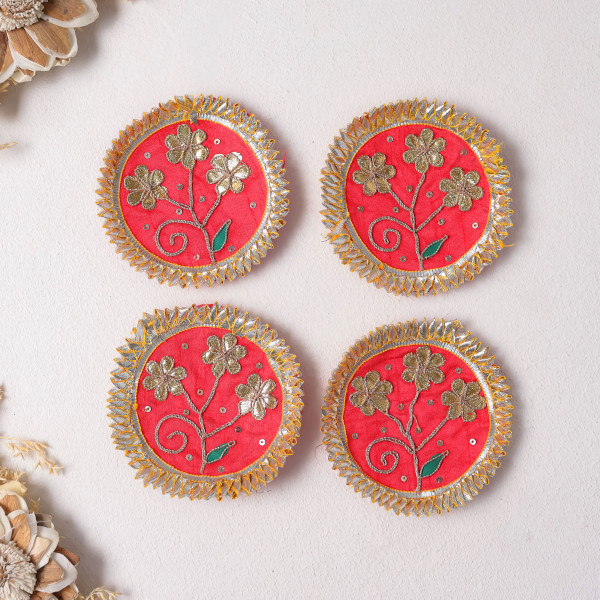 Pack Of 10Pcs Traditional Gota Patti Flower Patch | Artisan Floral Motif for Ethnic Outfits & DIY Designing