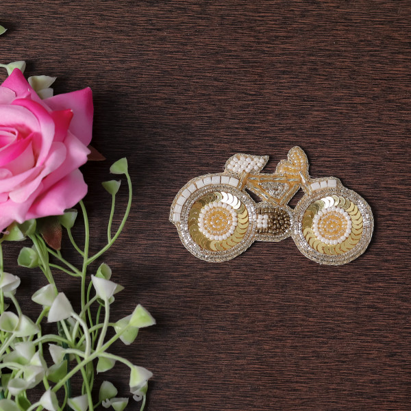 Pair Of Sparkly Sequin & Beaded Cycle Patch – Handmade DIY Craft Applique