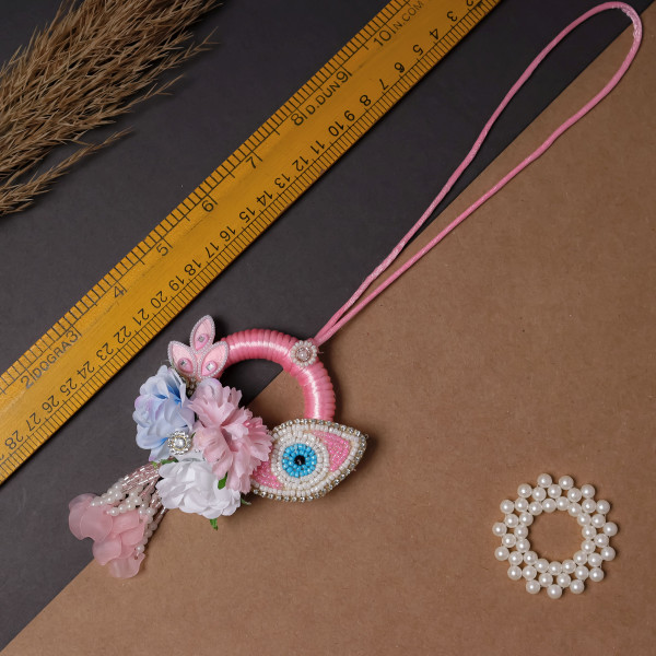 Elegant Pink Evil Eye Bhai Bhabhi Rakhi Pair