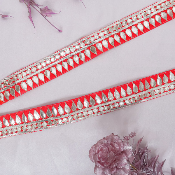Tilak Water Gold Gota Work Lace Ribbon – Hand Embroidered Ethnic Trim for Sarees & Crafts