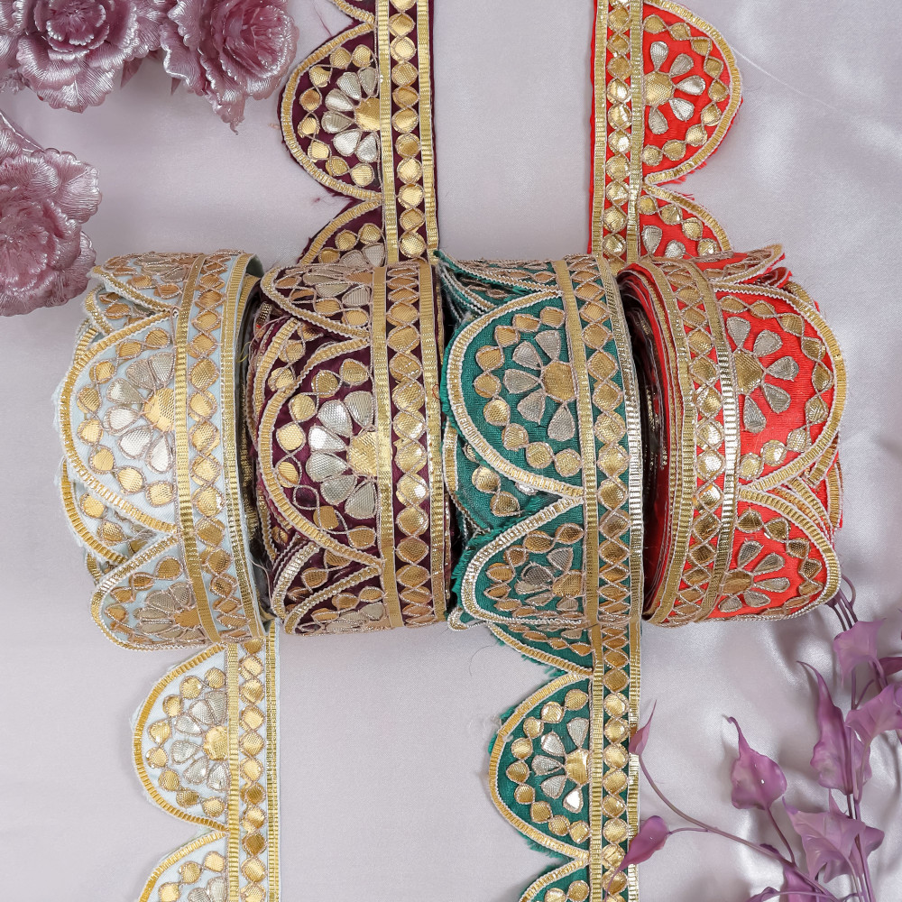 Image of Gold Gota Patti Cutwork Lace Trim – Indian Saree Border &amp; Crafting Ribbon