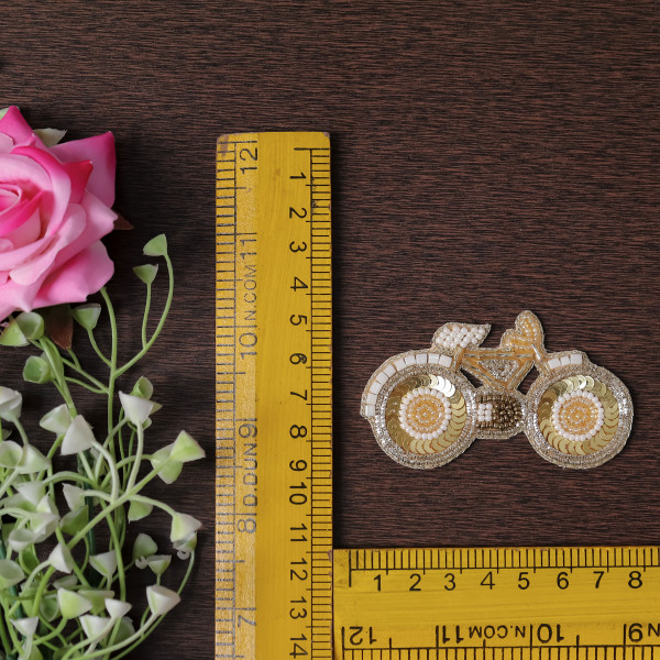 Pair Of Sparkly Sequin & Beaded Cycle Patch – Handmade DIY Craft Applique