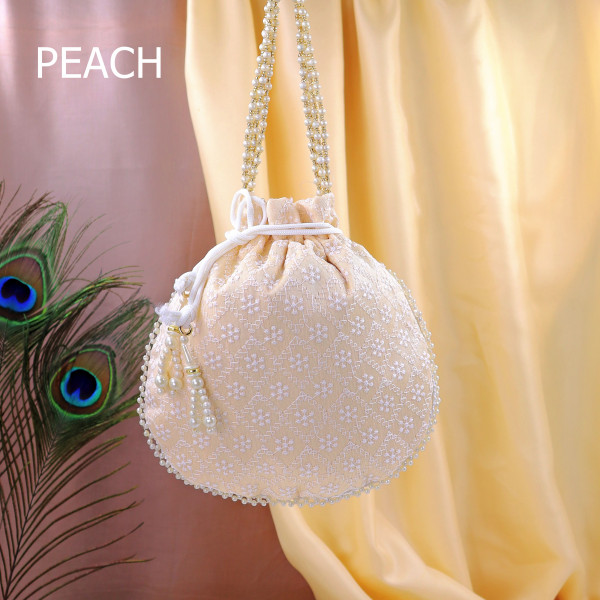 Pack of 10pc Handcrafted Chikankari Embroidery Festive Potli Bag