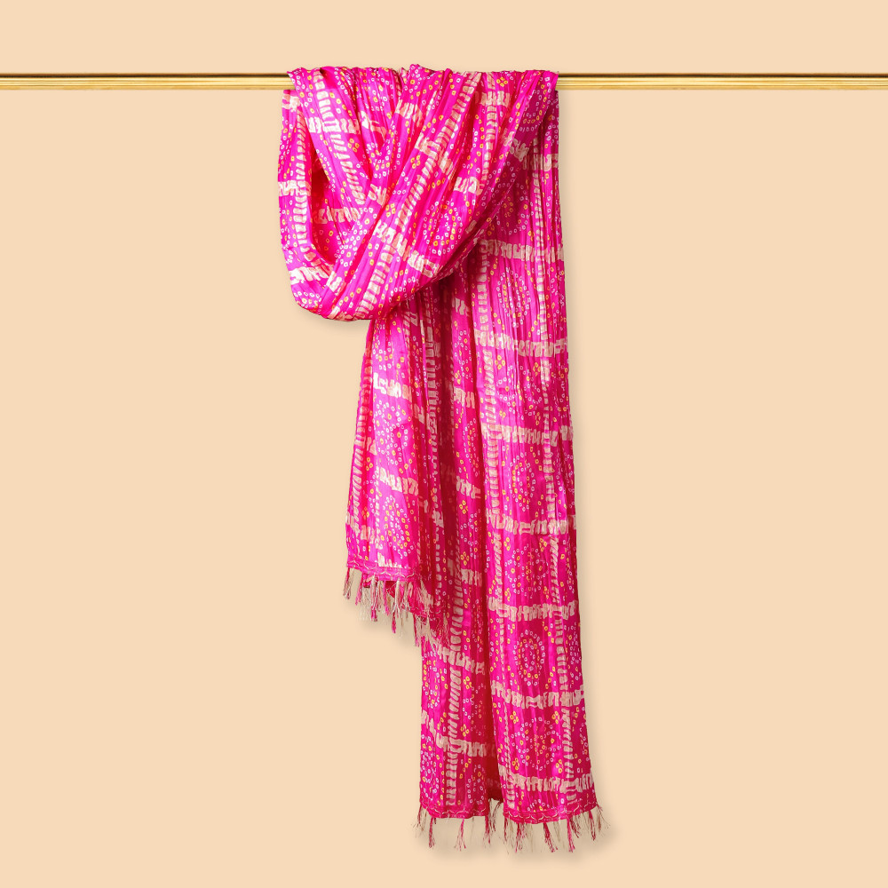 Image of Bandhani Print Rani Chinnon Dupatta