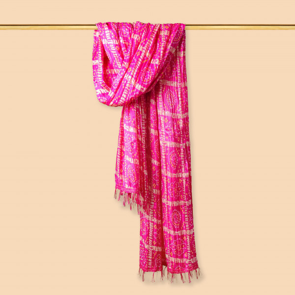 Bandhani Print Rani Chinnon Dupatta