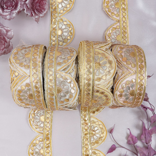 Gold Gota Patti Cutwork Lace Trim – Indian Saree Border & Crafting Ribbon