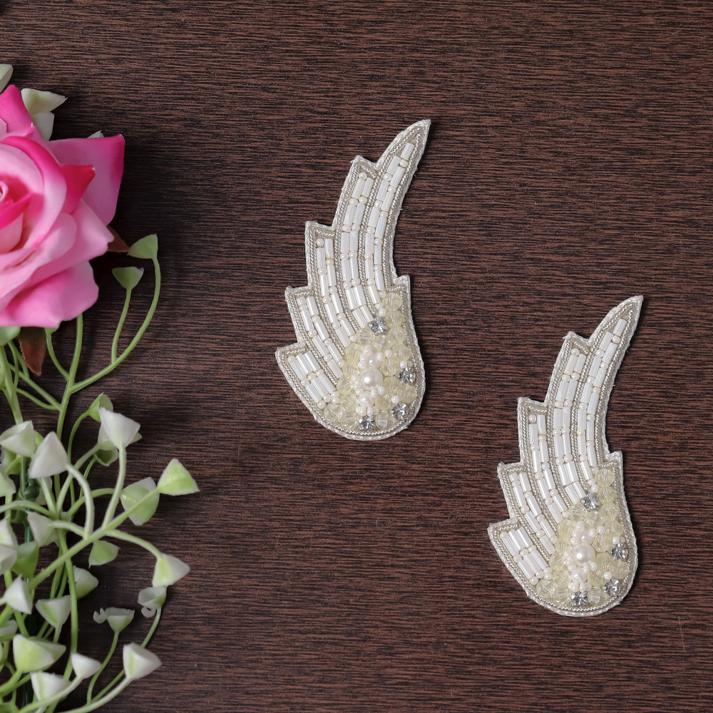 Image of Pair of Elegant Floral Wing Motif for Dresses &amp; Crafts