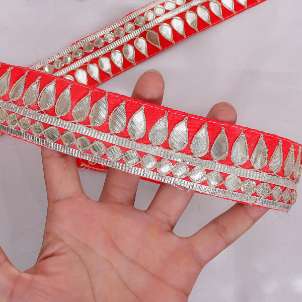 Tilak Water Gold Gota Work Lace Ribbon – Hand Embroidered Ethnic Trim for Sarees & Crafts