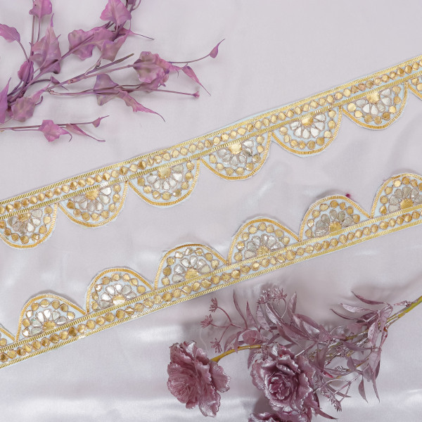 Gold Gota Patti Cutwork Lace Trim – Indian Saree Border & Crafting Ribbon