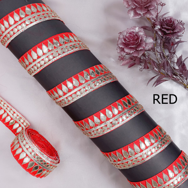 Tilak Water Gold Gota Work Lace Ribbon – Hand Embroidered Ethnic Trim for Sarees & Crafts