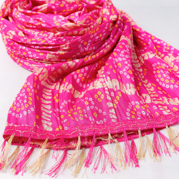 Bandhani Print Rani Chinnon Dupatta