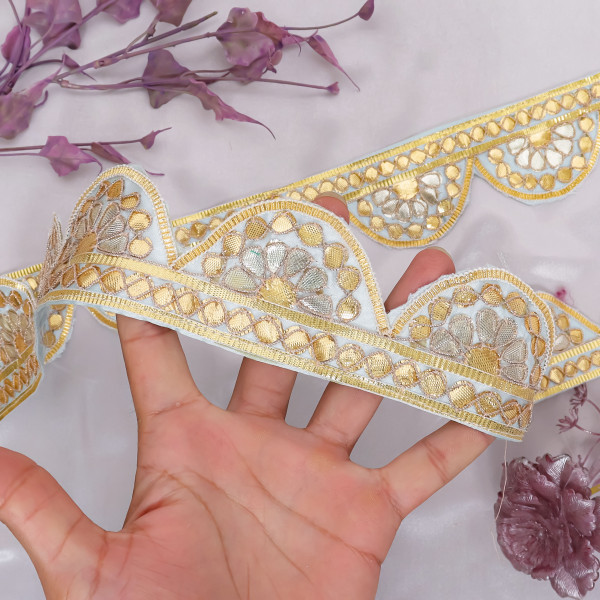 Gold Gota Patti Cutwork Lace Trim – Indian Saree Border & Crafting Ribbon