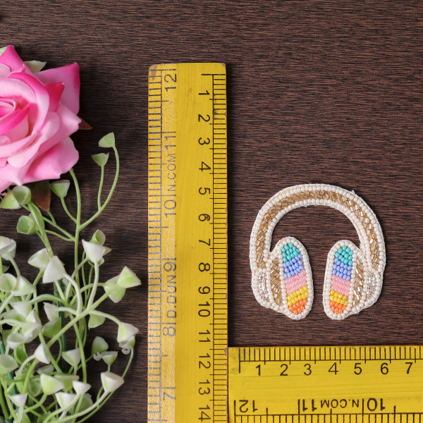 Pair Of Sparkly Beaded Headphone Patch | DIY Craft Applique