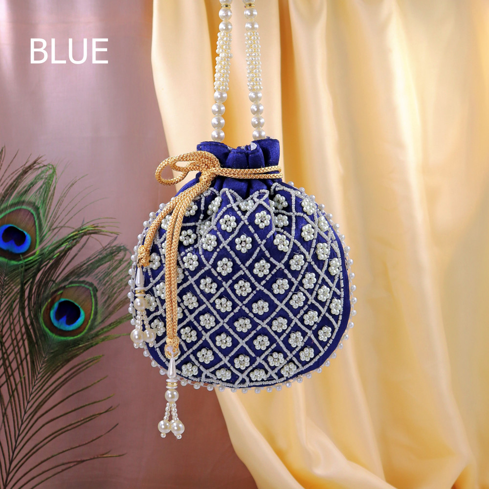 Image of Pack Of 10pc Luxury Beaded Embroidery Potli Bag | Handcrafted Wedding &amp; Festive Wristlet