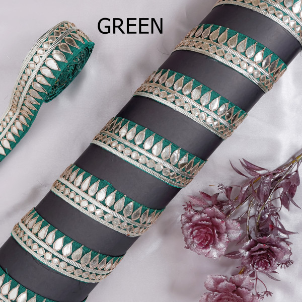 Tilak Water Gold Gota Work Lace Ribbon – Hand Embroidered Ethnic Trim for Sarees & Crafts