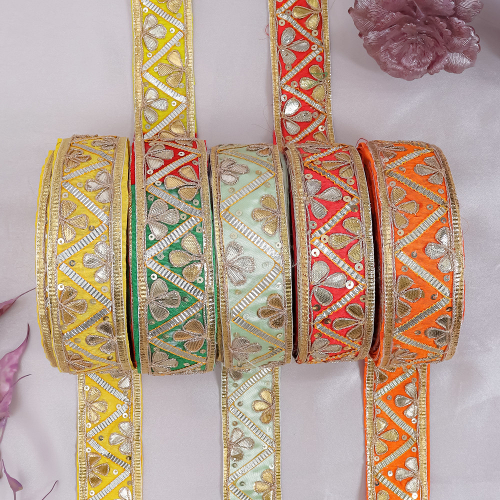 Image of Gota Patti Zig-Zag Lace Trim – Festive DIY Craft &amp; Saree Border