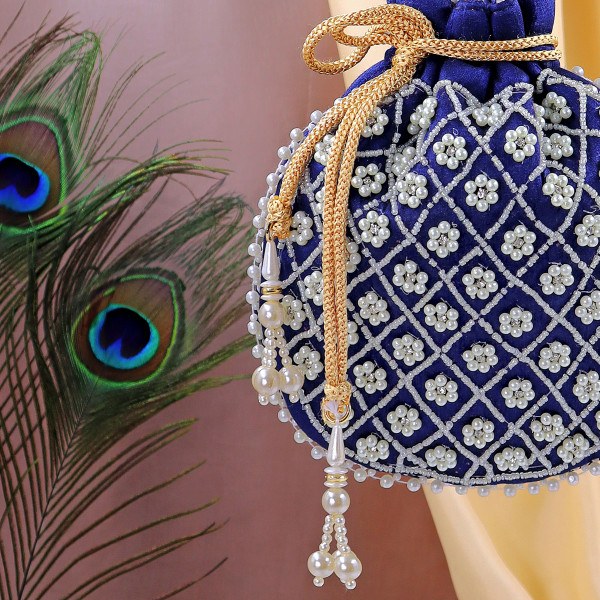 Pack Of 10pc Luxury Beaded Embroidery Potli Bag | Handcrafted Wedding & Festive Wristlet