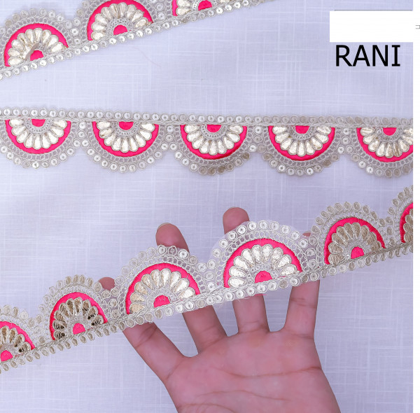 Elegant Scallop Gota Embroidery Border Lace Ribbon for Festive Crafts & Sarees