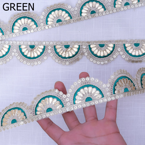 Elegant Scallop Gota Embroidery Border Lace Ribbon for Festive Crafts & Sarees
