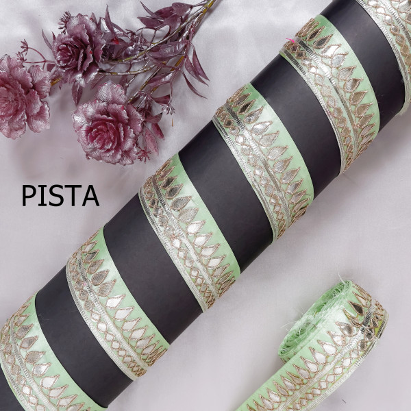 Tilak Water Gold Gota Work Lace Ribbon – Hand Embroidered Ethnic Trim for Sarees & Crafts