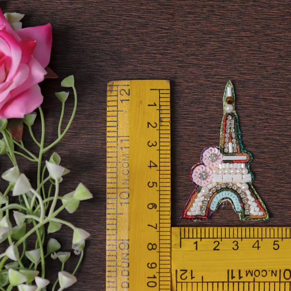 Pair of Hand-Beaded Eiffel Tower Patch Applique