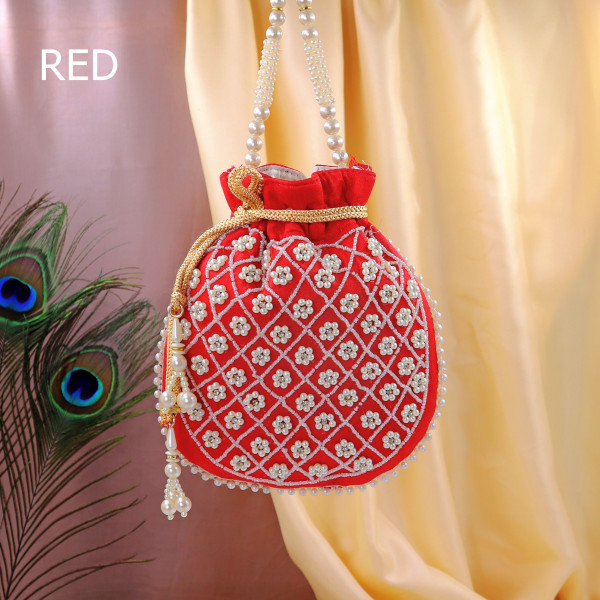 Pack Of 10pc Luxury Beaded Embroidery Potli Bag | Handcrafted Wedding & Festive Wristlet
