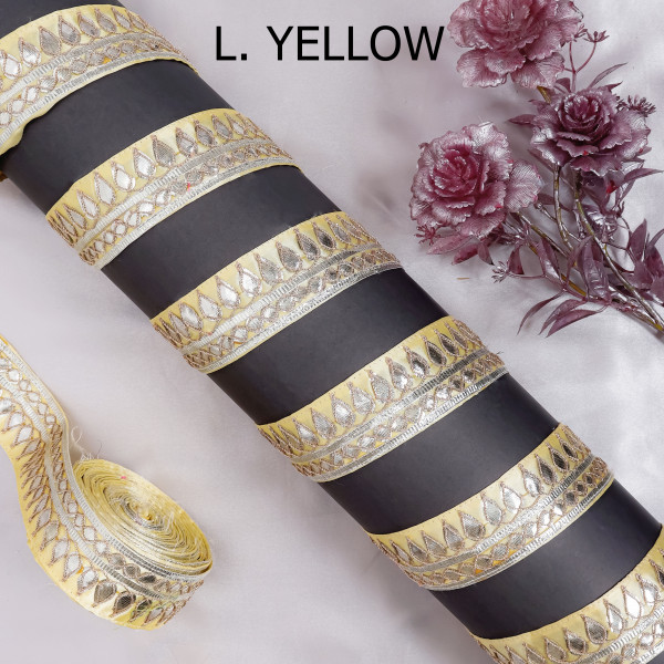 Tilak Water Gold Gota Work Lace Ribbon – Hand Embroidered Ethnic Trim for Sarees & Crafts
