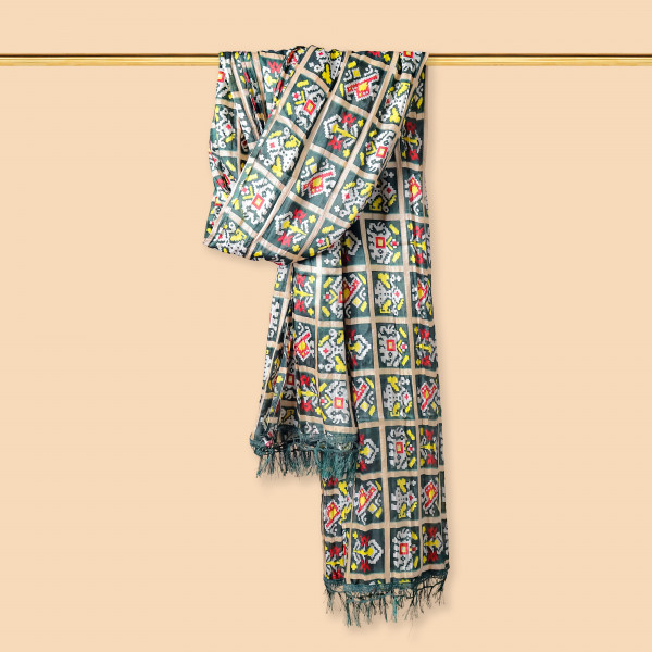Patola Print Black Chinnon Dupatta
