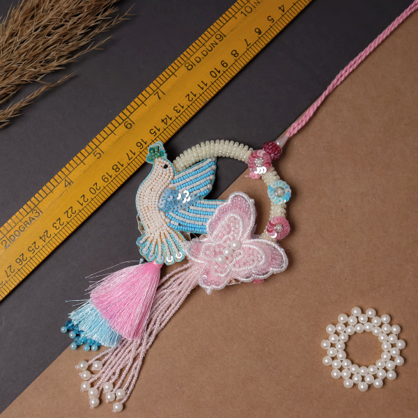 Elegant Bird & Butterfly Bhai Bhabhi Rakhi Pair | Bhaiya Bhabhi Rakhi Set