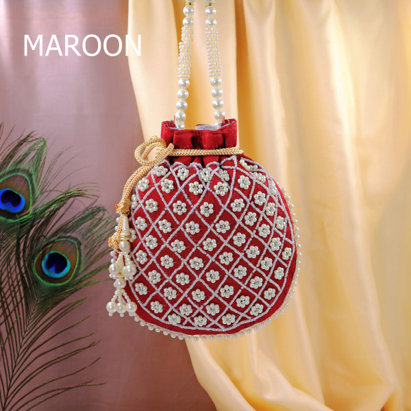 Pack Of 10pc Luxury Beaded Embroidery Potli Bag | Handcrafted Wedding & Festive Wristlet