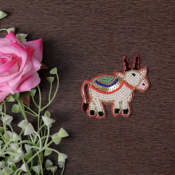 Pair Of Festive Beaded Cow Patch – DIY Craft Applique