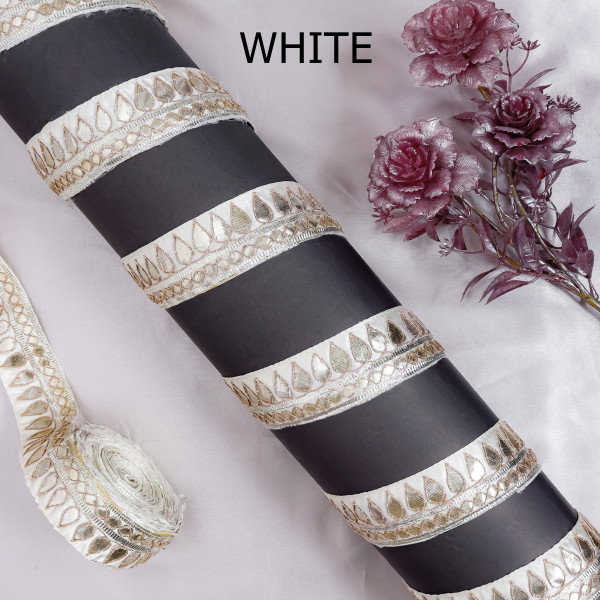 Tilak Water Gold Gota Work Lace Ribbon – Hand Embroidered Ethnic Trim for Sarees & Crafts