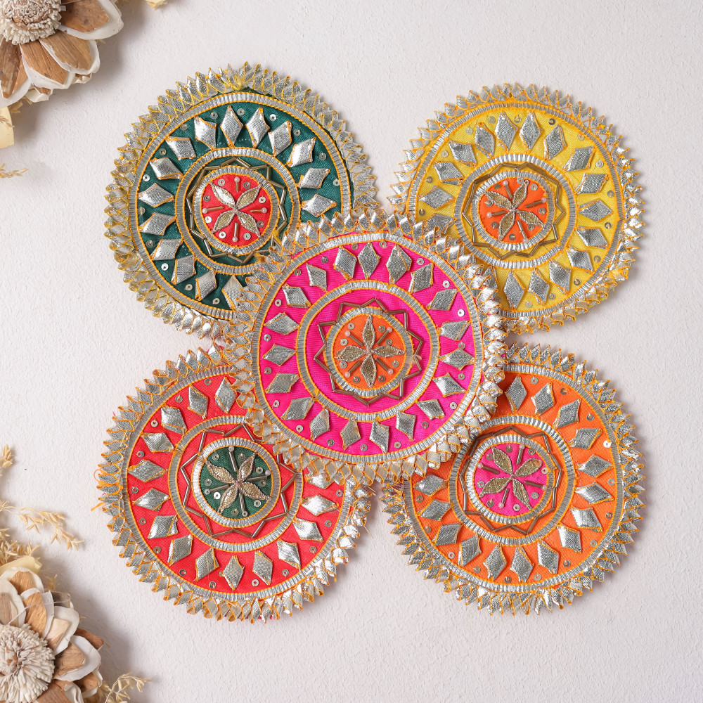 Image of Pack of 10pcs Vibrant Handcrafted Gota Patti Applique Patches for Festive Wear &amp; DIY Crafts